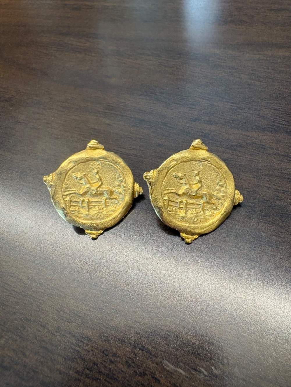 Equestrian Intaglio Stud Earrings by Susan Shaw - Picture 8 of 8